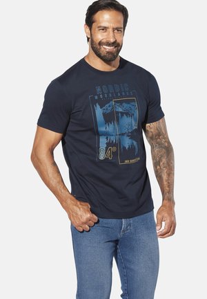 Print T-shirt - dunkelblau
