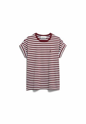 ARMEDANGELS, IDAARA STRIPES - T-shirt imprimé - velvet red-soft blue-undyed