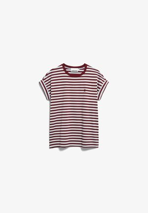 ARMEDANGELS, IDAARA STRIPES - T-shirt print - velvet red-soft blue-undyed