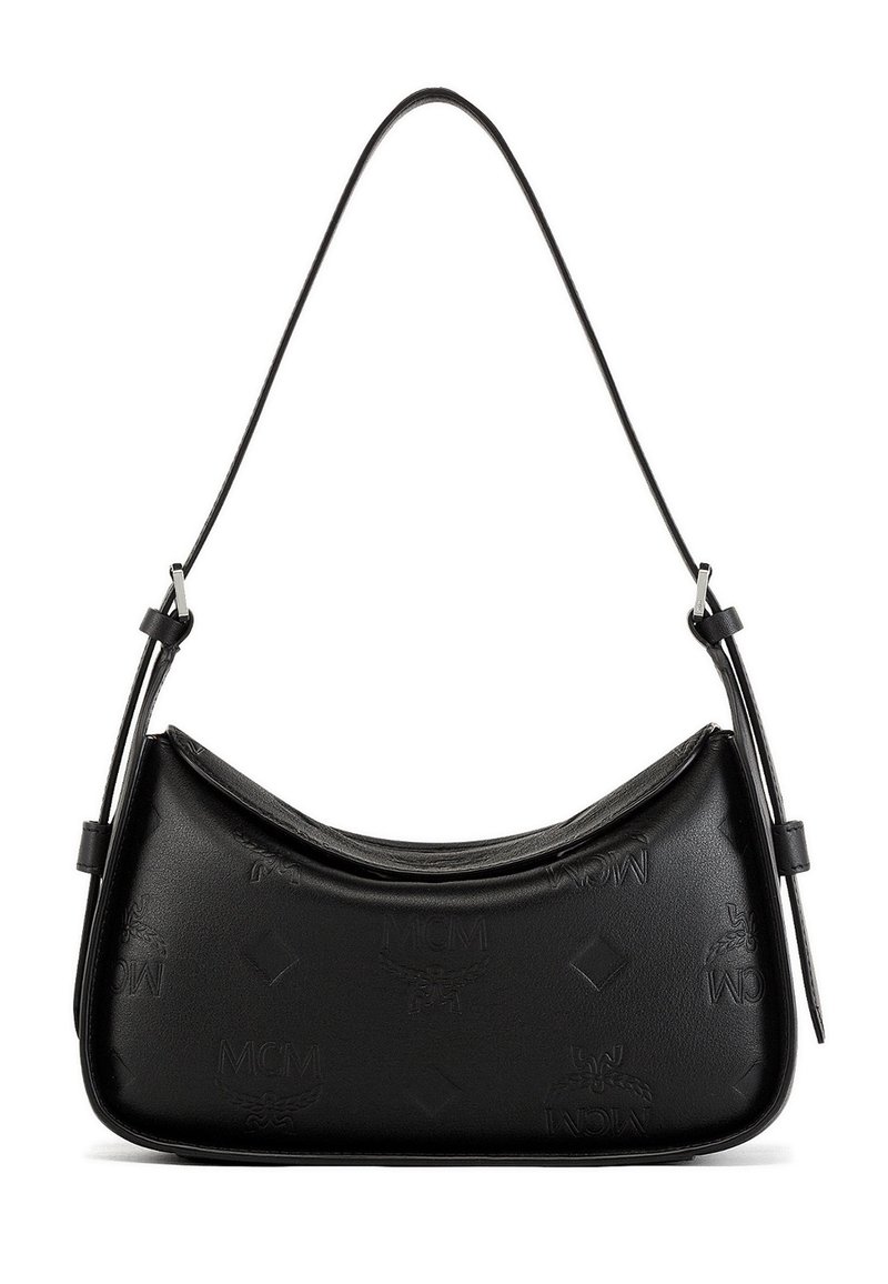 MCM AREN QUERFORMATIGE HOBO MIT ÜBERSCHLAG MIT GEPRÄGTEM M - Handtas - black