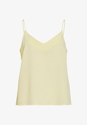 Top camisole giallo chiaro da donna senza maniche con sottili spalline e scollo a V morbido.