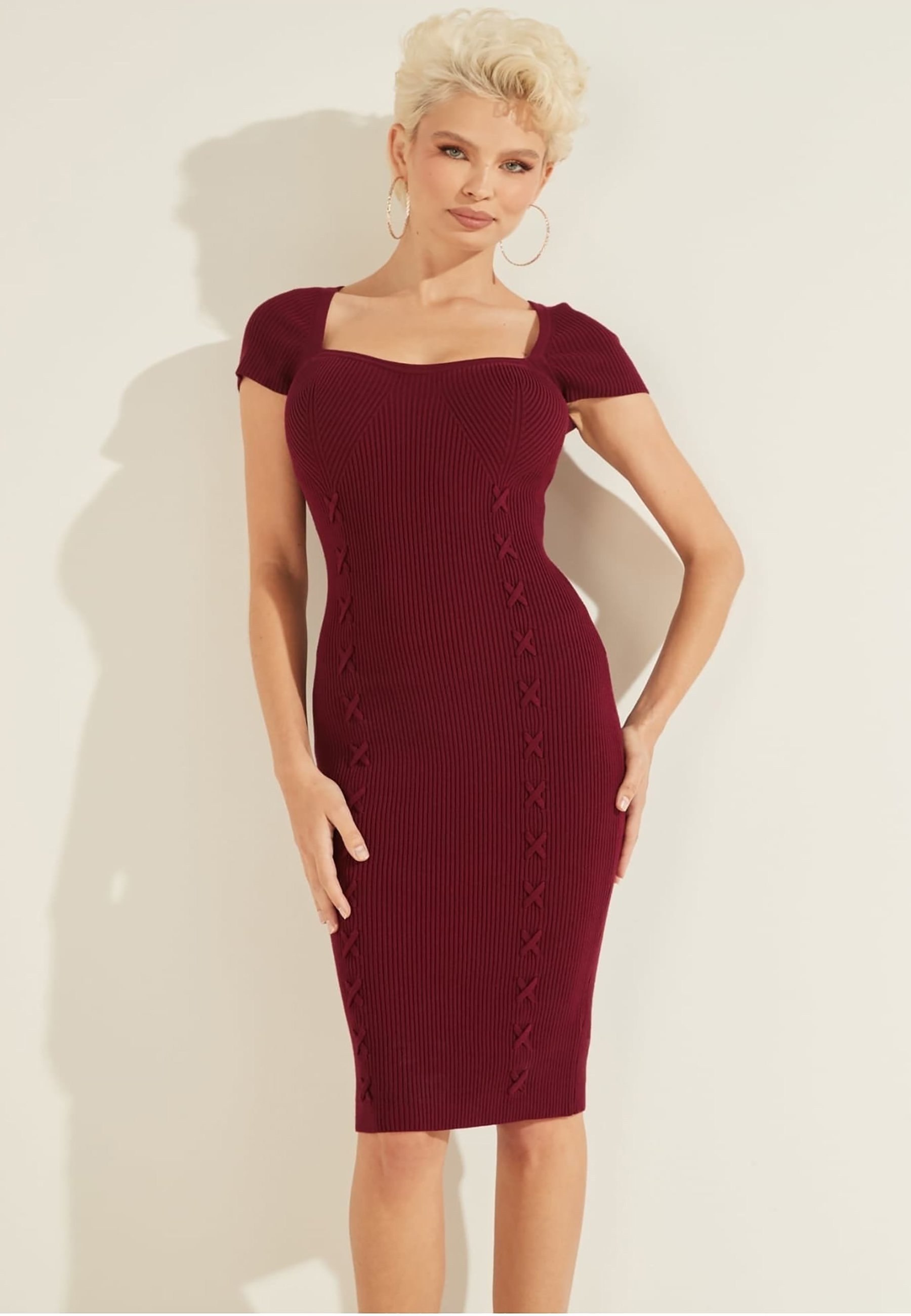 Bordeaux Abiti Tubino Guess Vestito Tubino Bordeaux