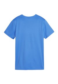 Blauw kortarmsg T-shirt gemaakt van textiel met een ademend vermogen. Het heeft een ronde hals en een gladde afwerking zonder zichtbare naden of versieringen.