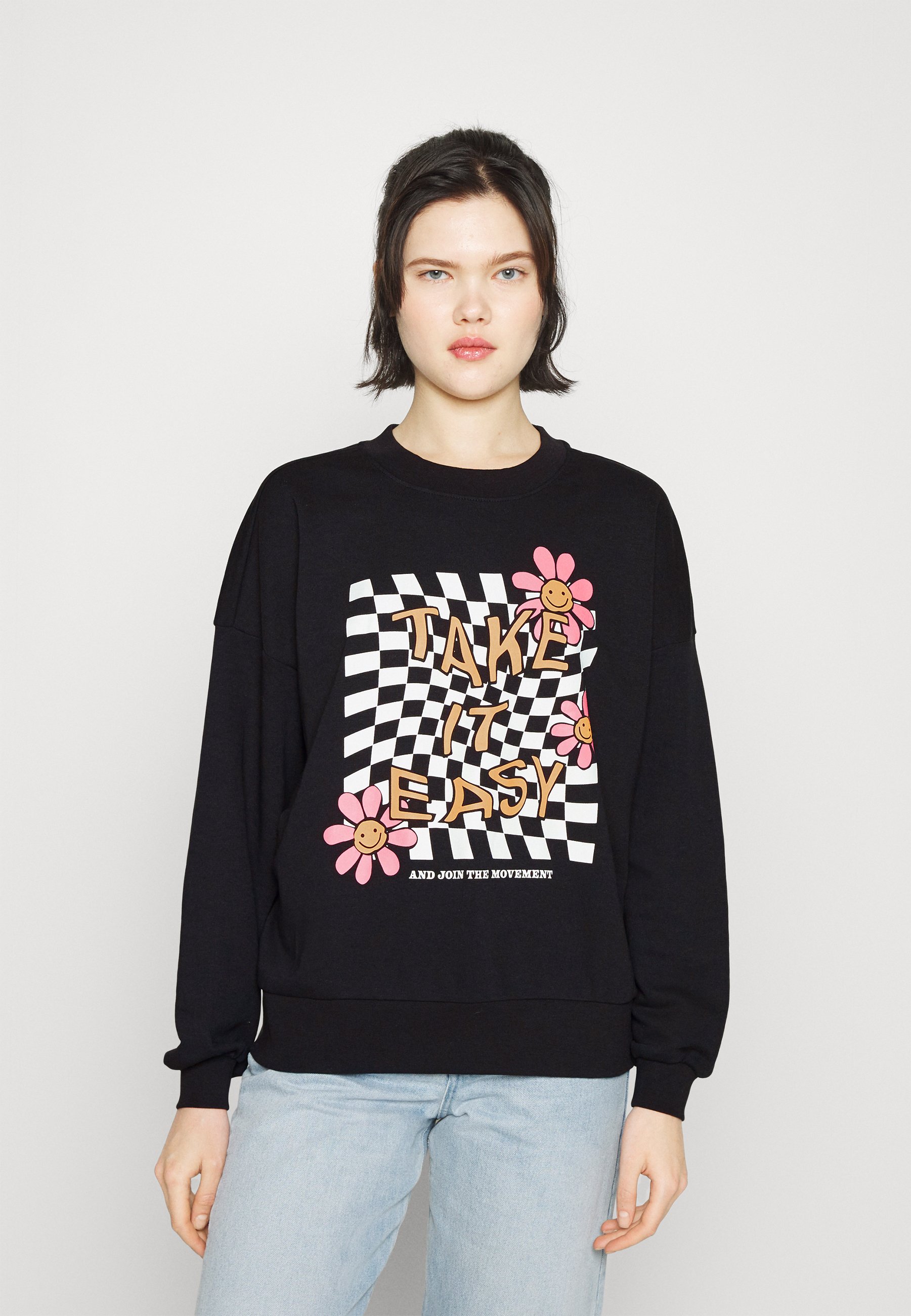 ONLY ONLFANNI FLOWER O NECK BOX - Sudadera - black easy comb/negro -  Zalando.es