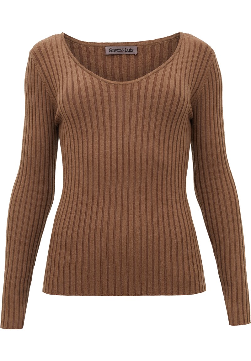 Damen Strickjacken | Greta & Luis Strickpullover braun - OS83177 Damen Strickjacken | Greta & Luis Strickpullover braun - OS83177