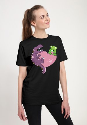 CARE BEARS UNLOCK THE MAGIC GOOD LUCK BEAR DINO HEART - Camiseta estampada - black