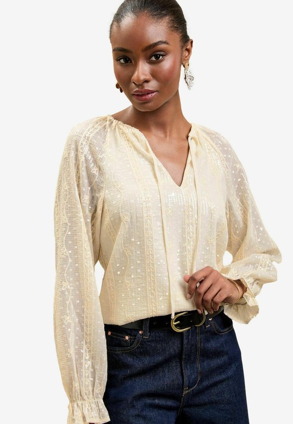 SEQUIN EMBROIDERED - Bluse - neutral