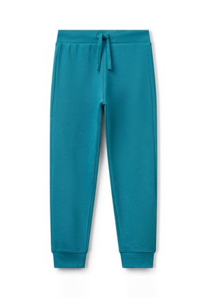 Türkise Jogginghose mit geripptem Bund und Bündchen, ausgestattet mit einer Frontzugkordel für eine verstellbare Passform.