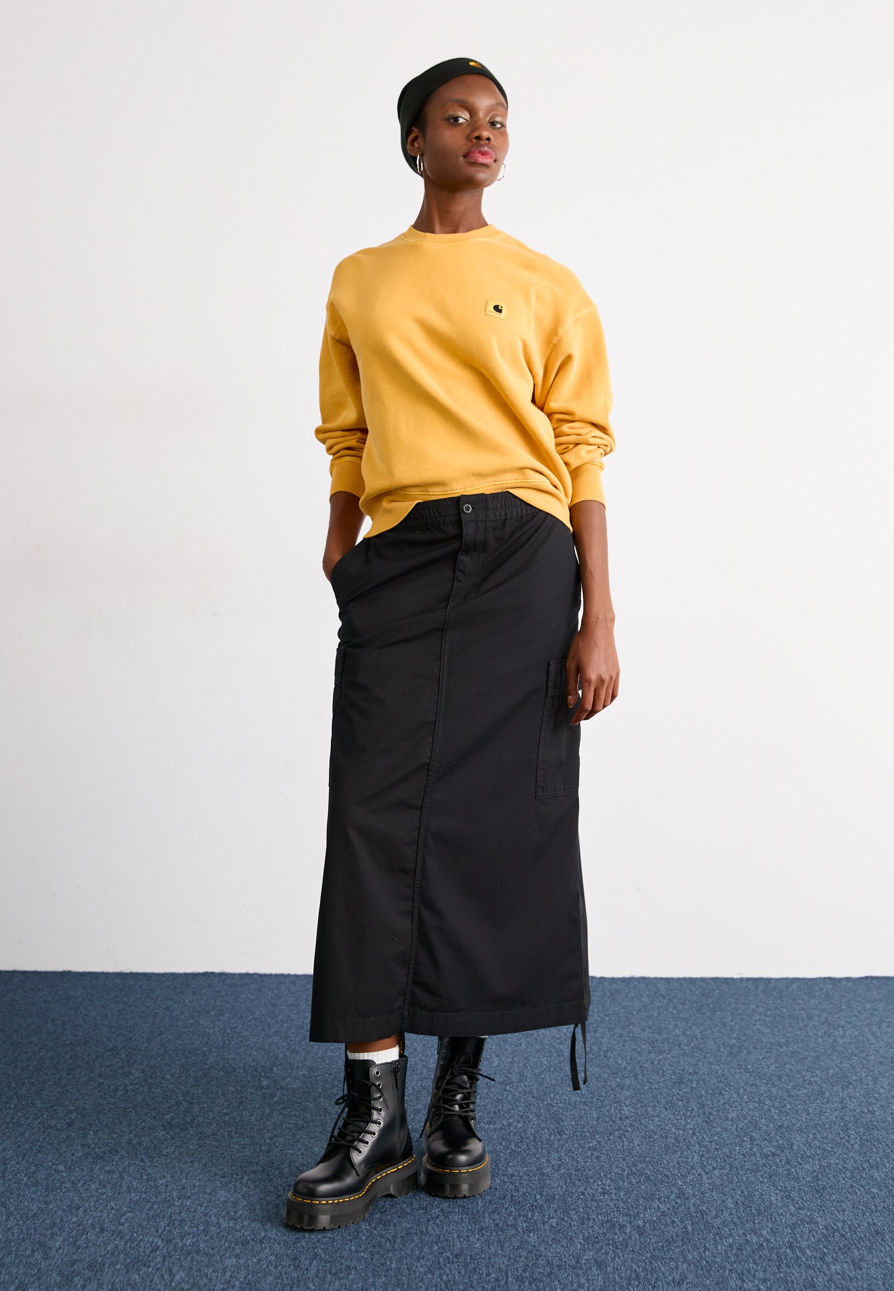Carhartt WIP CARGO SKIRT - Gonna a campana - black rinsed/nero