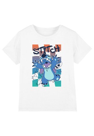 STITCH CHECKERED OUTLINE - Print T-shirt - white