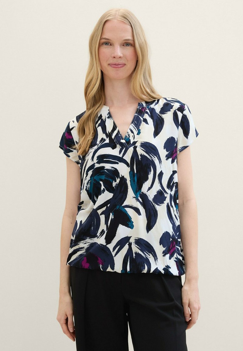 TOM TAILOR Bluse - dark blue floral design