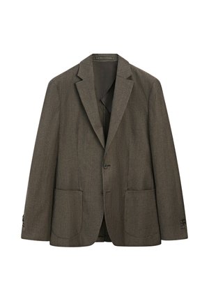 Massimo Dutti, WOOL-BLEND BLAZER WITH POCKET DETAILS - Blazere - mottled dark brown