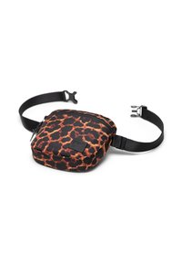 Sort og orange mønstret talje taske med en lynlåslomme og justerbar sort rem. Struktureret stof med et lille logo-plekt.