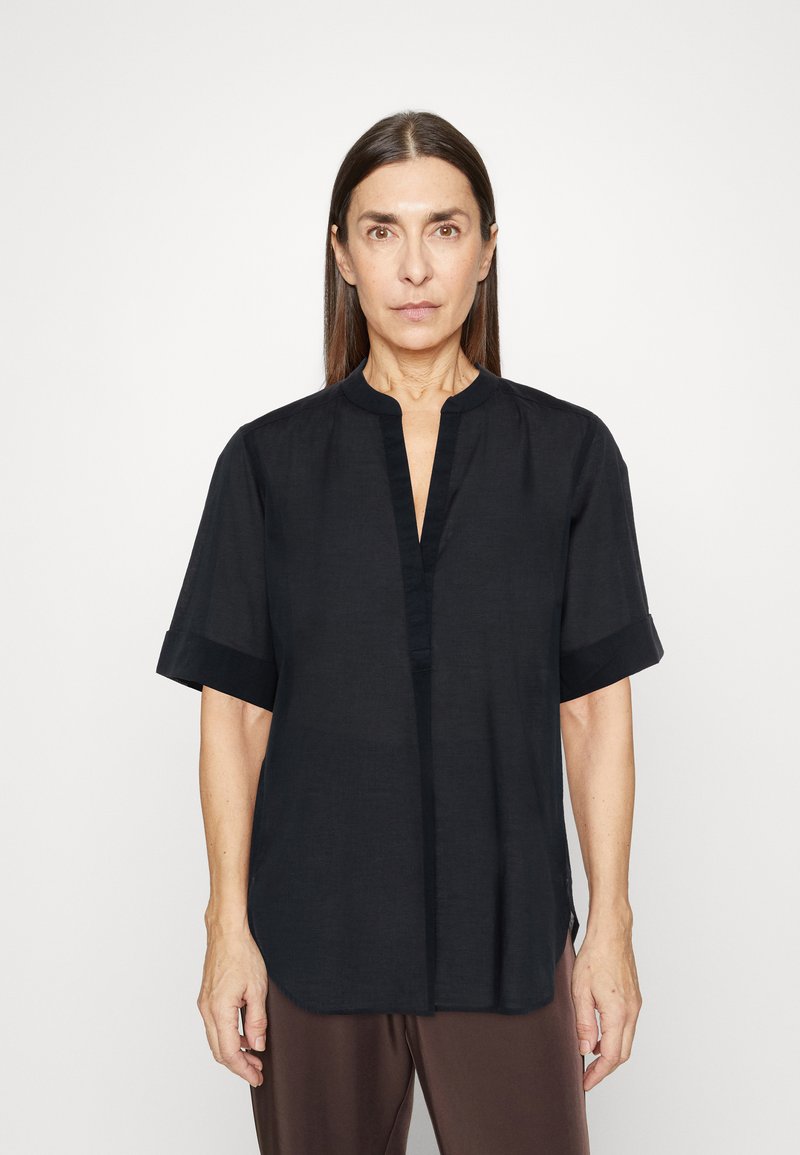 Marc O'Polo SHORT SLEEVE V NECK FEMININE SHAPE Bluse deep blue sea/dunkelblau Zalando.de