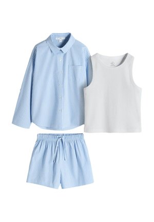 THE SET REGULAR FIT - THE SET SHIRT, VEST AND SHORTS SET STANDARD - Šortky - blue white