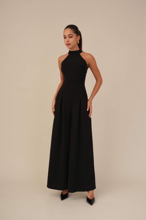 WAL G. LEILA HALTER NECK WIDE LEG - Jumpsuit - black