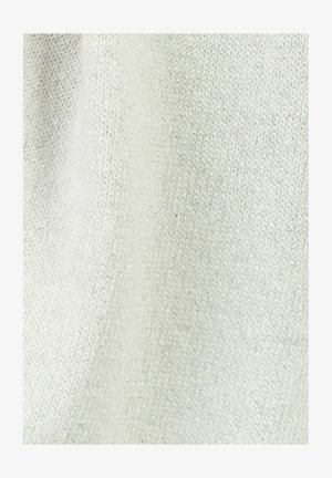 Light gray knitted fabric with a fine texture, featuring subtle metallic threads woven into the pattern, creating a sparkling effect.