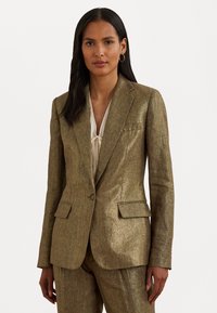 Lauren Ralph Lauren STRETCH VELVET BLAZER - Žakete - metallic bronze