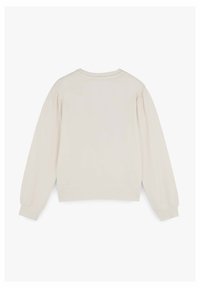 Cremefarvet sweatshirt med lange puffærmer, rund halsudskæring og ribbede manchetter og kant. Glat tekstur, minimalistisk design, ensfarvet.