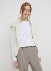 Calliope CROP TRECCE - Strickpullover - bianco