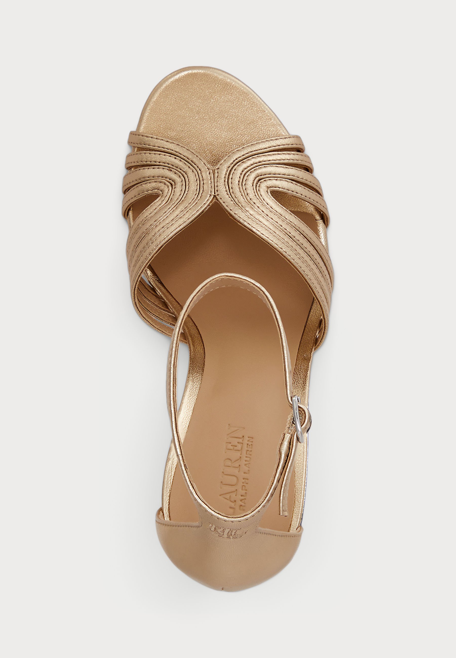 特別な日に【Ralph Lauren】Allie マルチストラップ サンダル Allie Metallic Multistrap Sandal