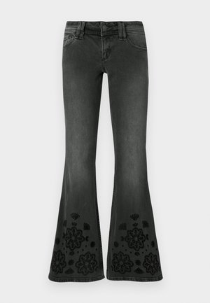 Hollister Co. TREND DROP CUTWORK - Platėjantys džinsai - black denim