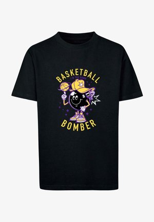 BASKETBALL BOMBER TEE - T-shirt med print - black