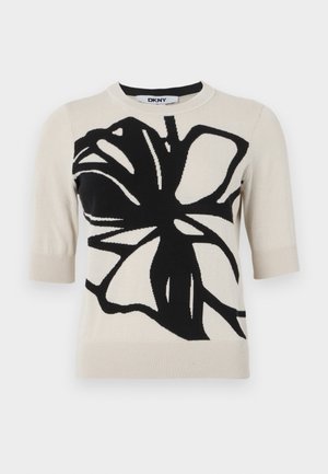 DKNY GRAFFITI FLORAL  - Marškinėliai su spaudiniu - light city khaki/black