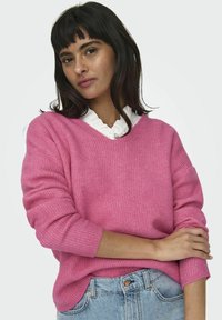 ONLY ONLCAMILLA V NECK - Stickad tröja - azalea pink