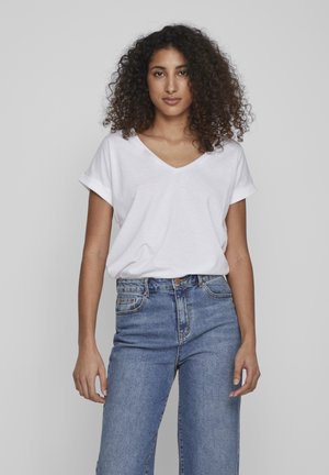 VILA VIDREAMERS NEW V NECK - T-Shirt basic - optical snow