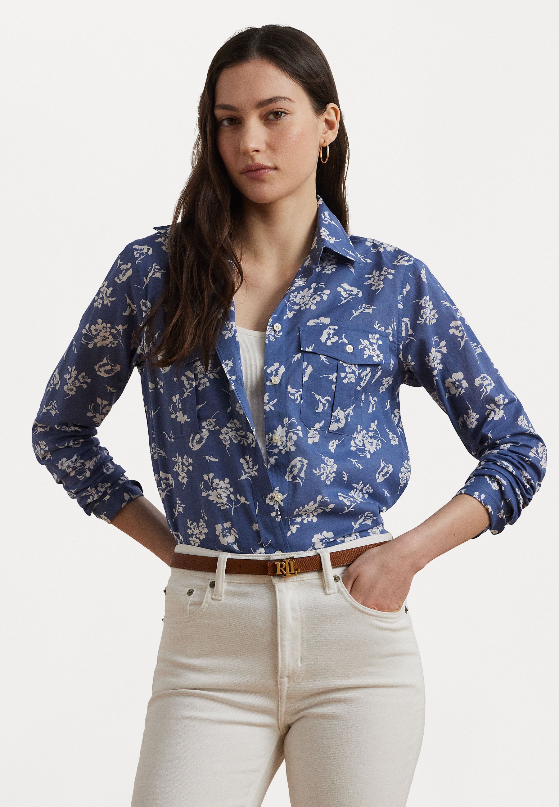 売れ筋商品|||ラルフローレン シャツ レディース トップス Tie Front Cotton Blend Shirt - Button-down blouse - ivory beige Tie-Front Cotton-Blend Shirt for Women | Ralph Lauren® TN