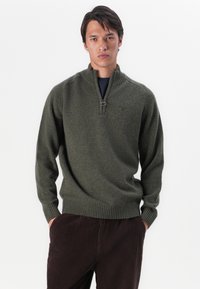 Barbour GRANGETOWN HALF ZIP - Strickpullover - mid olive