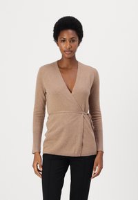 pure cashmere WRAP CARDIGAN - Kardigán - dark beige