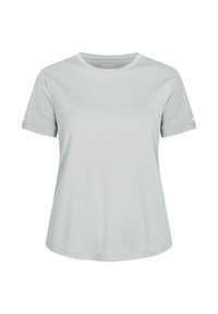 Ljusgrå t-shirt med kort ärm och rund halsringning. Tillverkad av mjukt tyg, med diskret logotyp på ärmarna. Rak skärning.