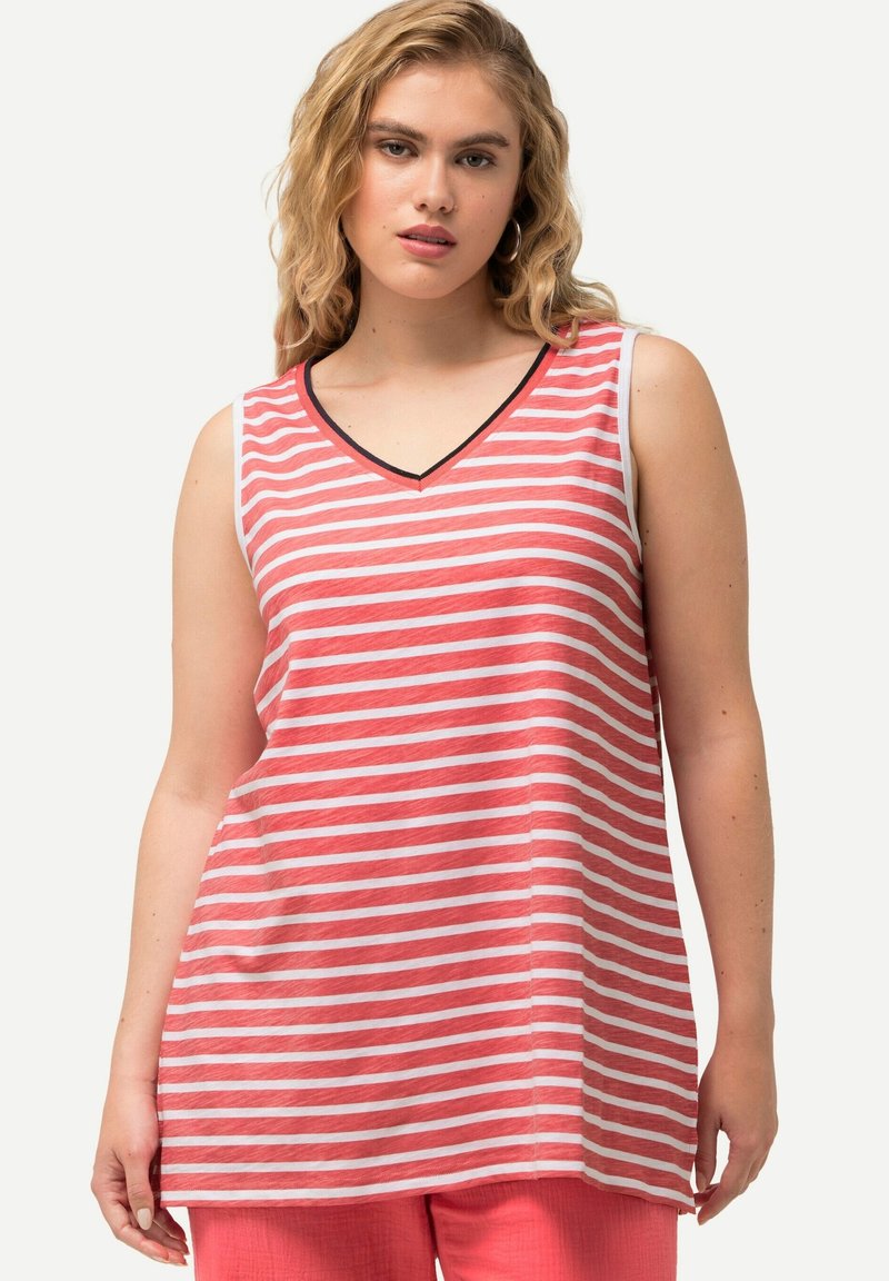 Ulla Popken STRIPED - Top - dark coral