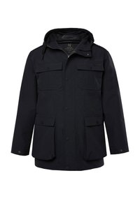 Merenneito vedenpitävä takki huppulla, joissa on kaksi ylärintataskua, kaksi ala-flaptaskua ja napsulukot. Sujuva kankaan rakenne, rento muotoilu.