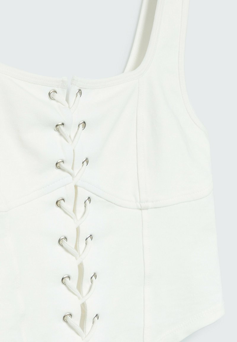 Damen T-Shirts | Stradivarius CORSAGE MIT SCHNÜRUNG Top off white/offwhite - TM17704 Damen T-Shirts | Stradivarius CORSAGE MIT SCHNÜRUNG Top off white/offwhite - TM17704