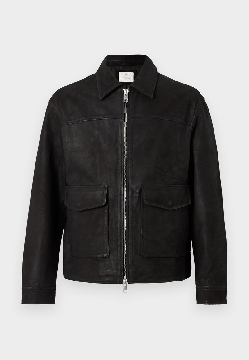 Jack & Jones PREMIUM Leren jas zwart