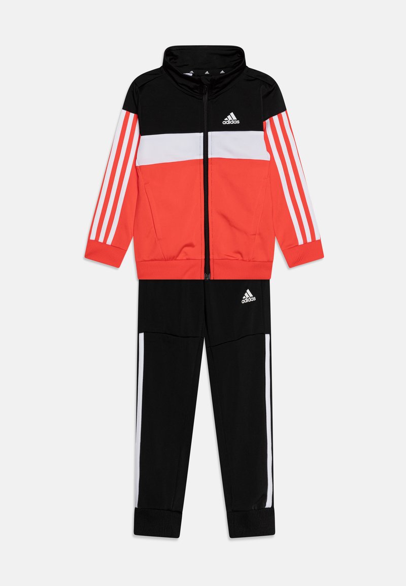 adidas Performance TIBERIO 3-STRIPES COLORBLOCK SHINY TRACK SUIT KIDS - Chándal - black/bright red/white