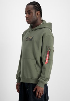 CAMO PANEL - Hoodie - dark olive