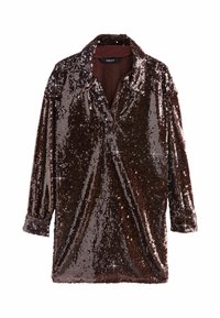 Next - REGULAR FIT - LONG SLEEVE SEQUIN MINI - Kokteilinė suknelė / vakarėlių suknelė - chocolate brown Miniatiūros vaizdas 1