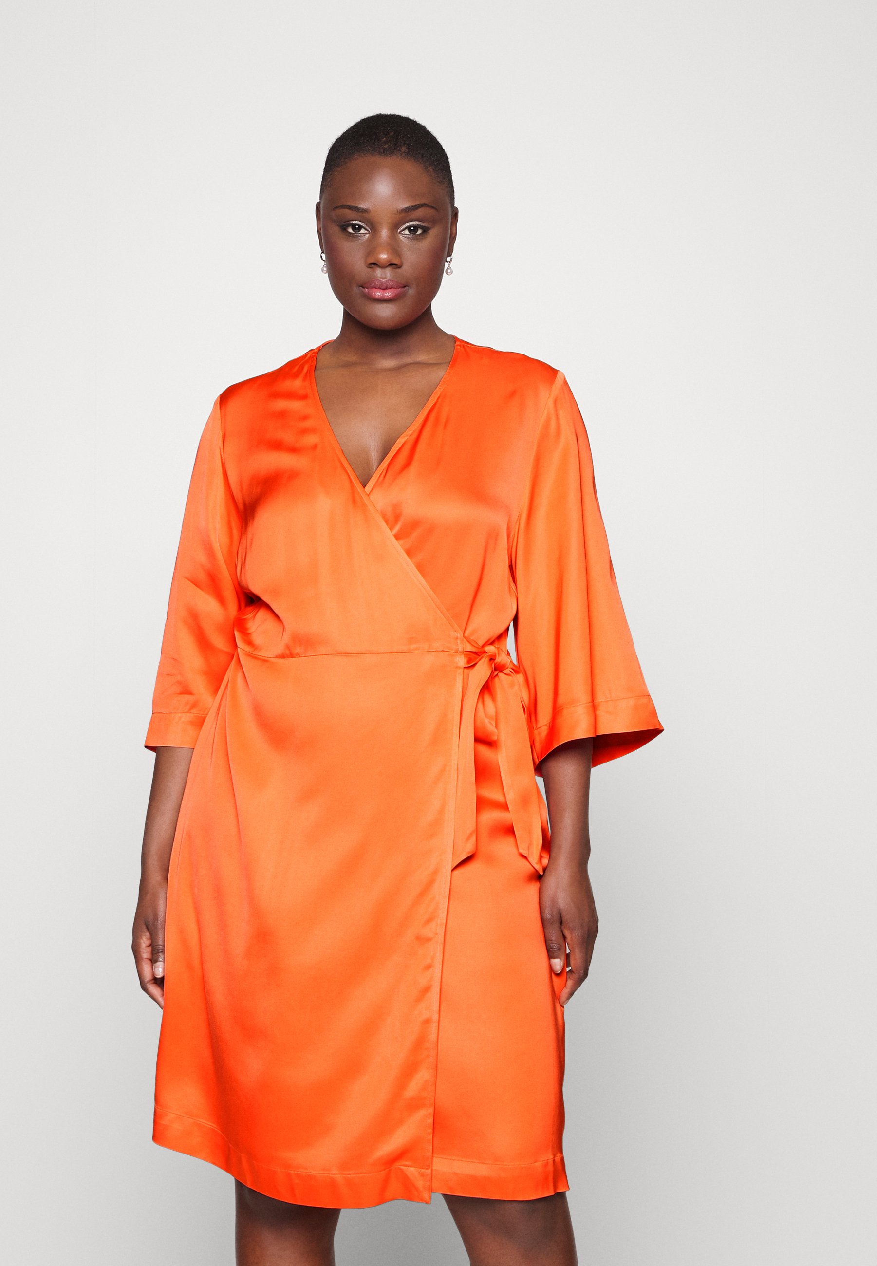 selected femme orange dress Selected Femme maxi shirt dress in bold orange floral