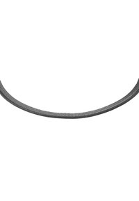 Collier en fil tressé gris avec une texture lisse et un design flexible, présentant un motif subtil sur sa surface.
