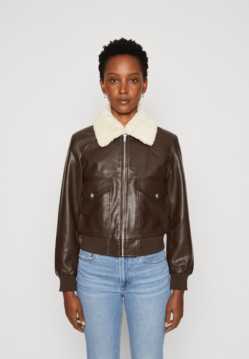 GAP CROPPED FLIGHT JACKET Faux leather jacket brown/dark brown
