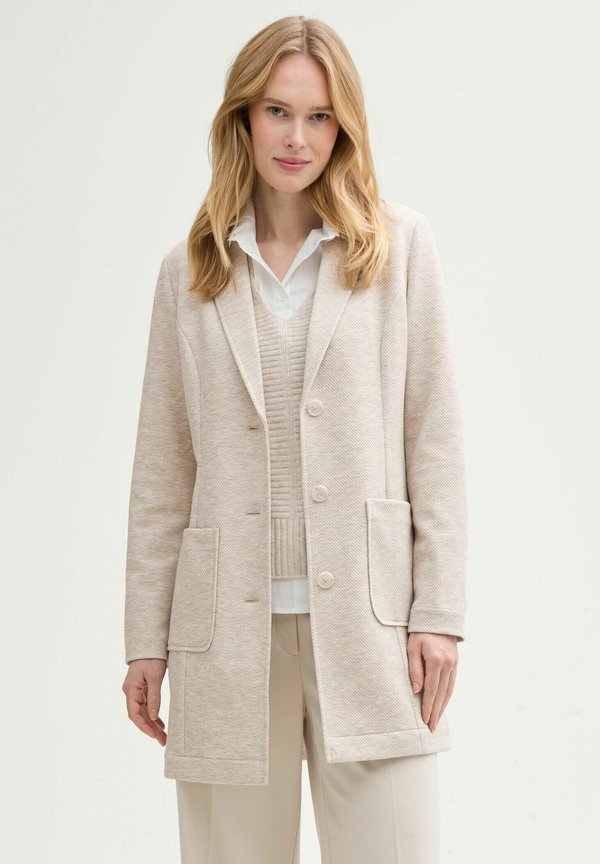 MIT REVERSKRAGEN - Kurzmantel - sand stone beige melange