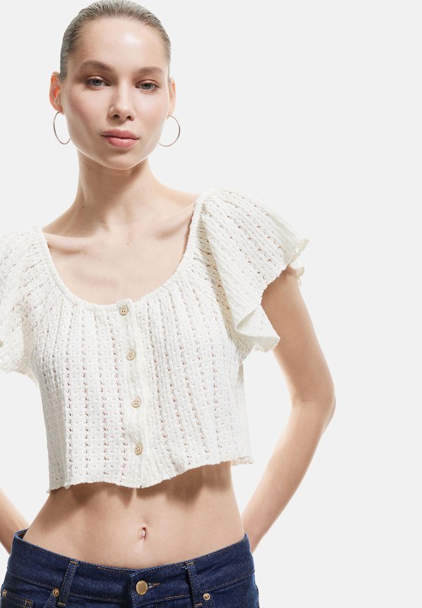 CROP - Strickjacke - beige