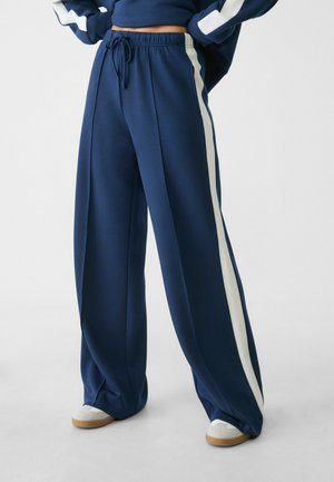 Stradivarius SOFT-TOUCH WIDE WITH SIDE STRIPE - Tepláky - dark blue