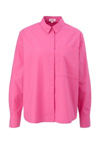 Roze knoop-up shirt van katoen. Beschikt over een klassieke kraag, lange mouwen en een enkele borstzak. Glad textuur met een relaxte pasvorm.