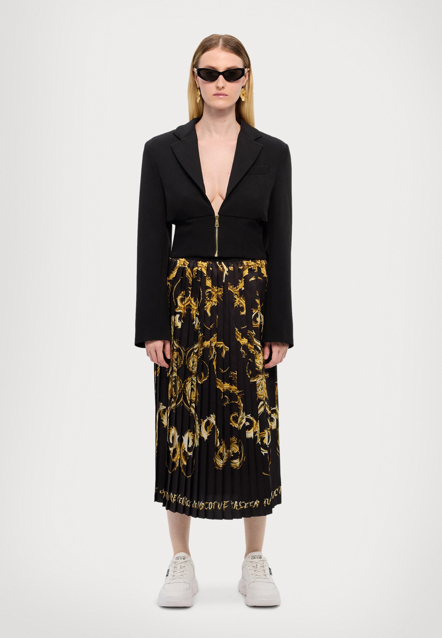 Versace Jeans Couture PLACED - Maxi skirt - black/gold/black