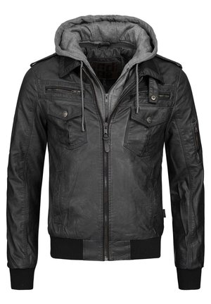 INDICODE JEANS AARON - Veste en similicuir - black